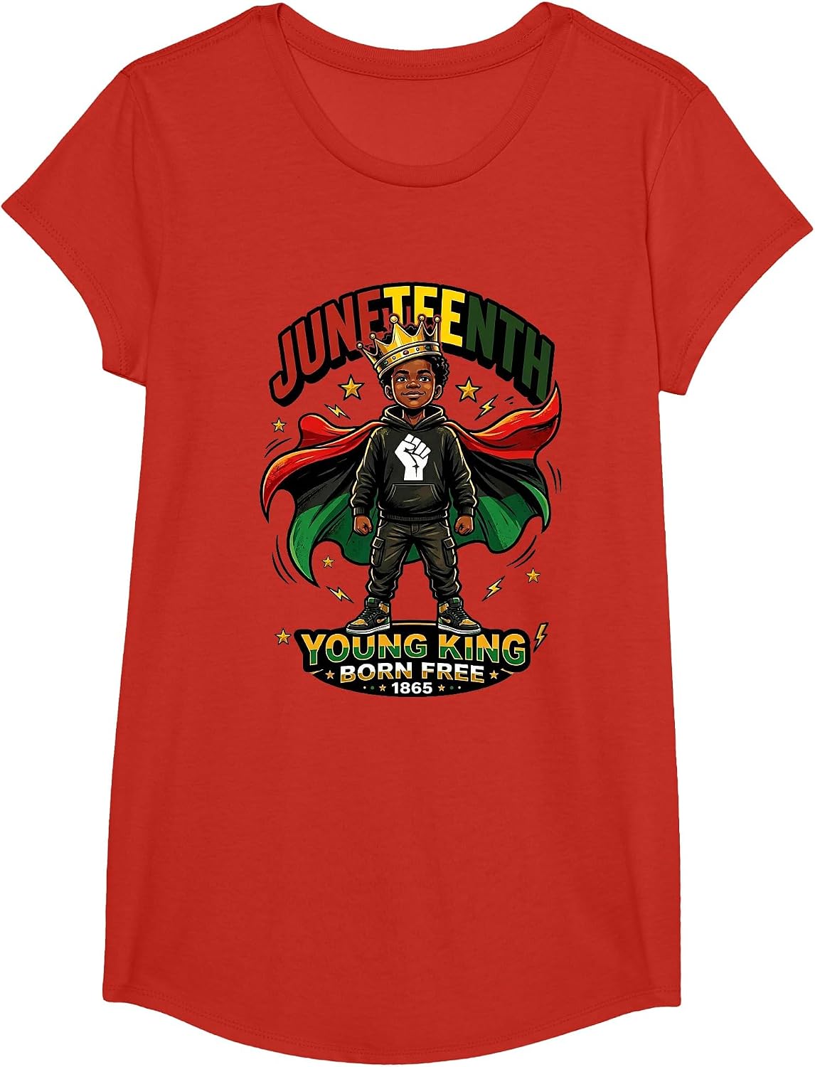 Juneteenth Young King 1865 Boys Black Heritage Kid T-Shirt - Girls Red