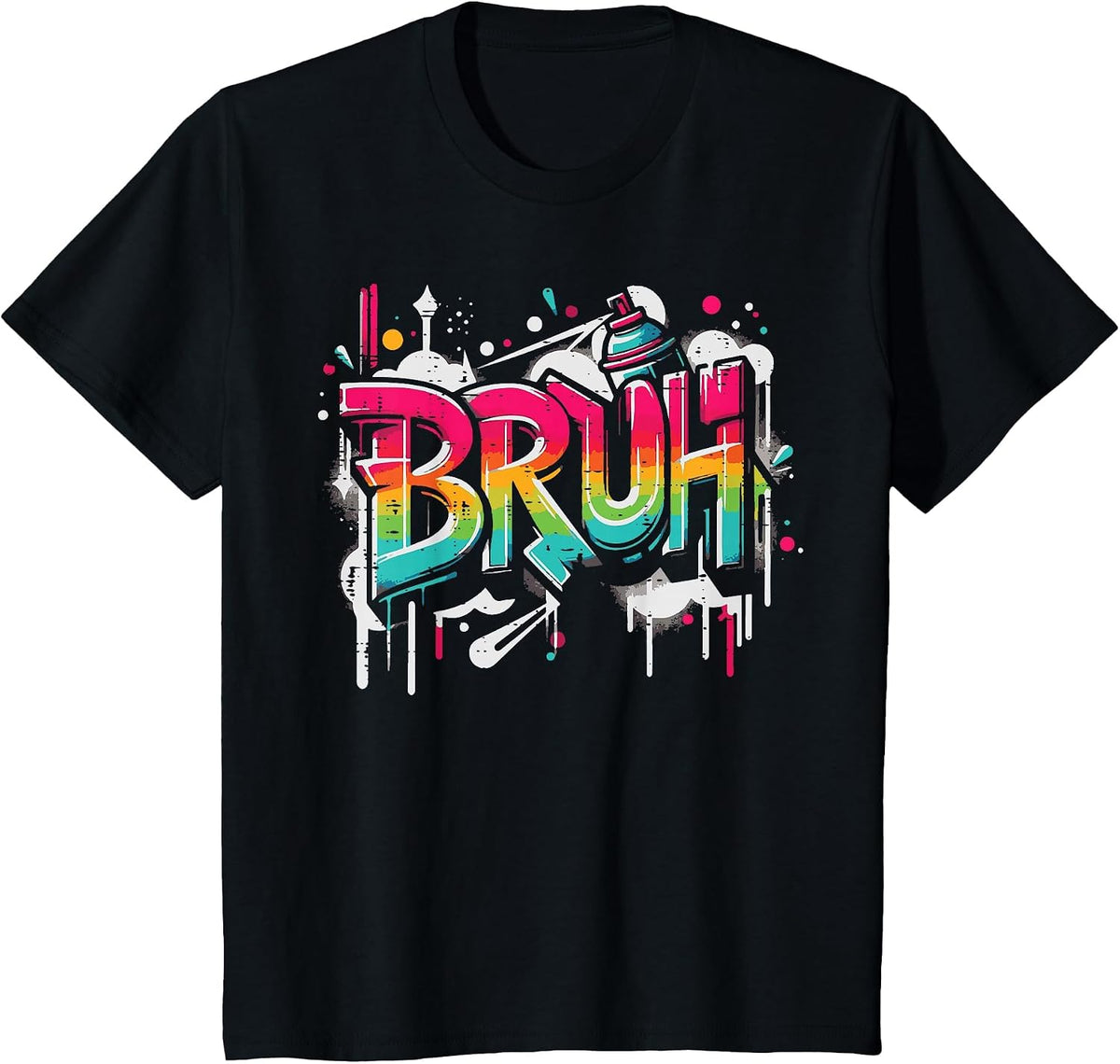 Bruh Graffiti Funny Saying Street Art Meme Men Boys Kids T-Shirt - Black