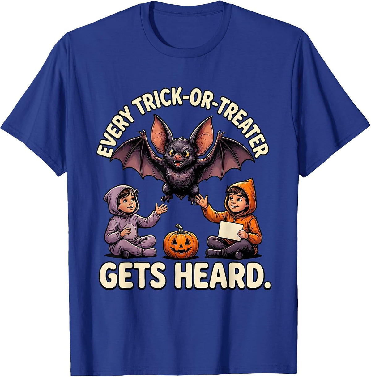 Men's Every Trick-Or-Treater Gets Heard Cartoon Halloween SLP T-Shirt - Royal Blue