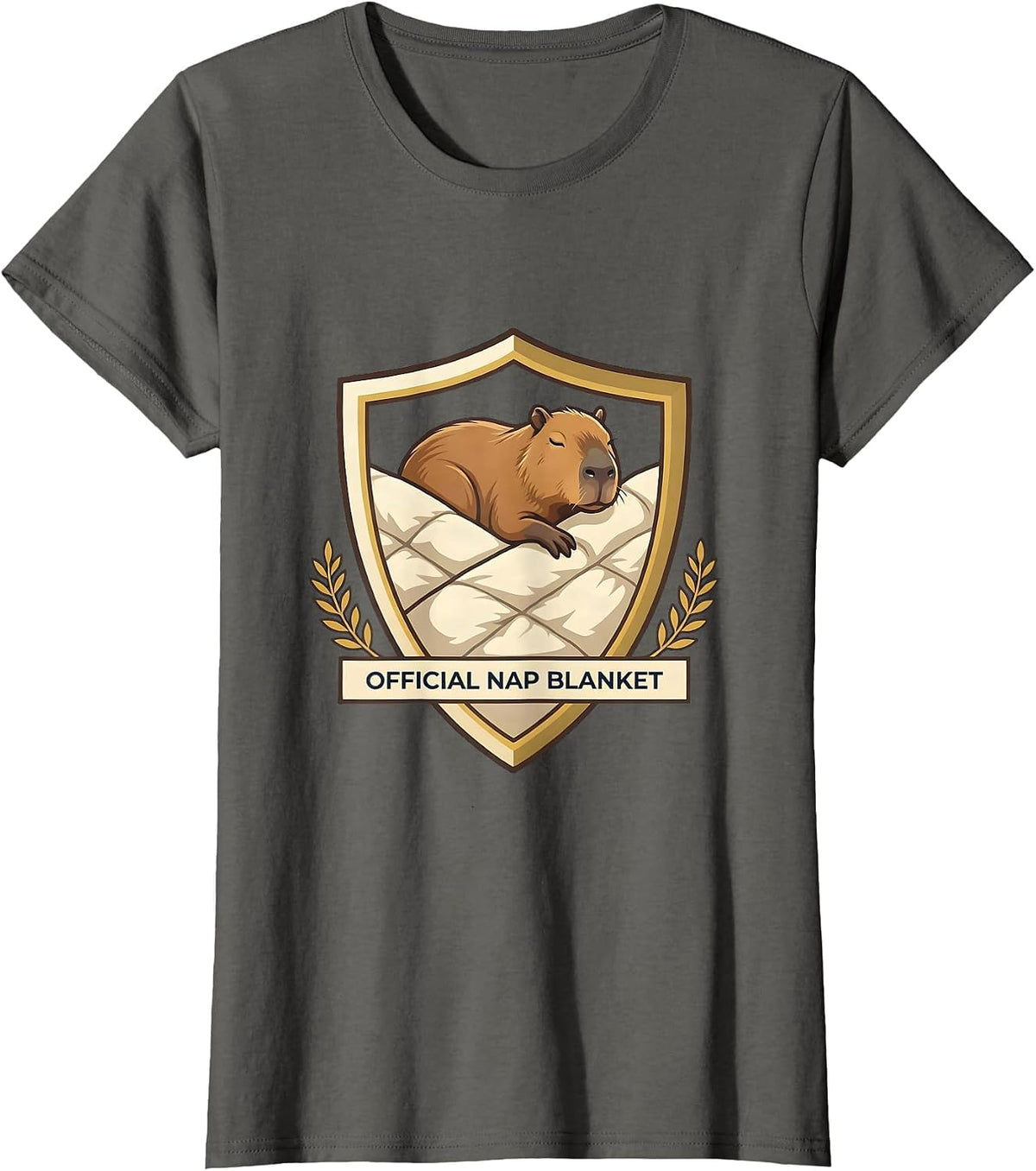 Women's Official Nap Blanket Cute Capybara Sleep Humor T-Shirt - Asphalt Grey