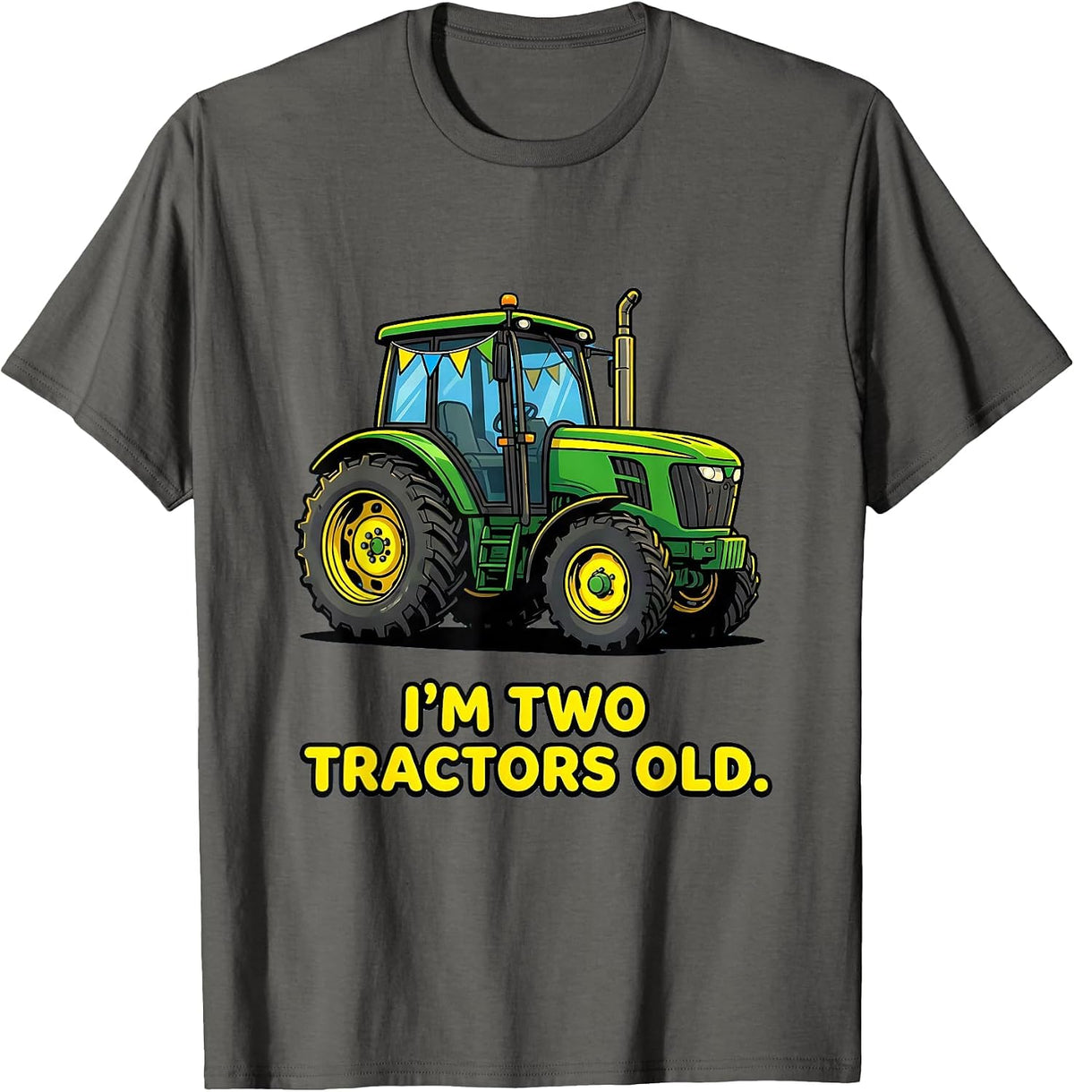 I'm Two Tractors Old Funny Toddler Boy Tractor Lover 2nd T-Shirt - Asphalt Grey