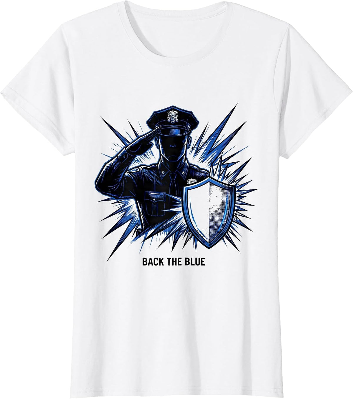 Back The Blue Comic Book Police Support Thin Blue Line T-Shirt - White