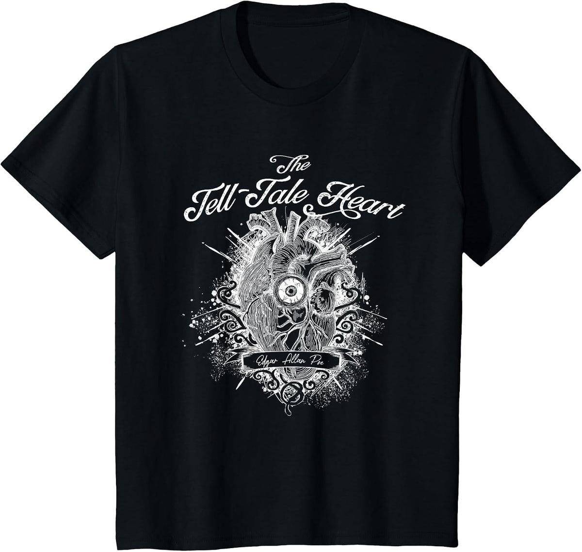 The Tell Tale Heart, Edgar Allan Poe, Gothic Literature tee T-Shirt - Black