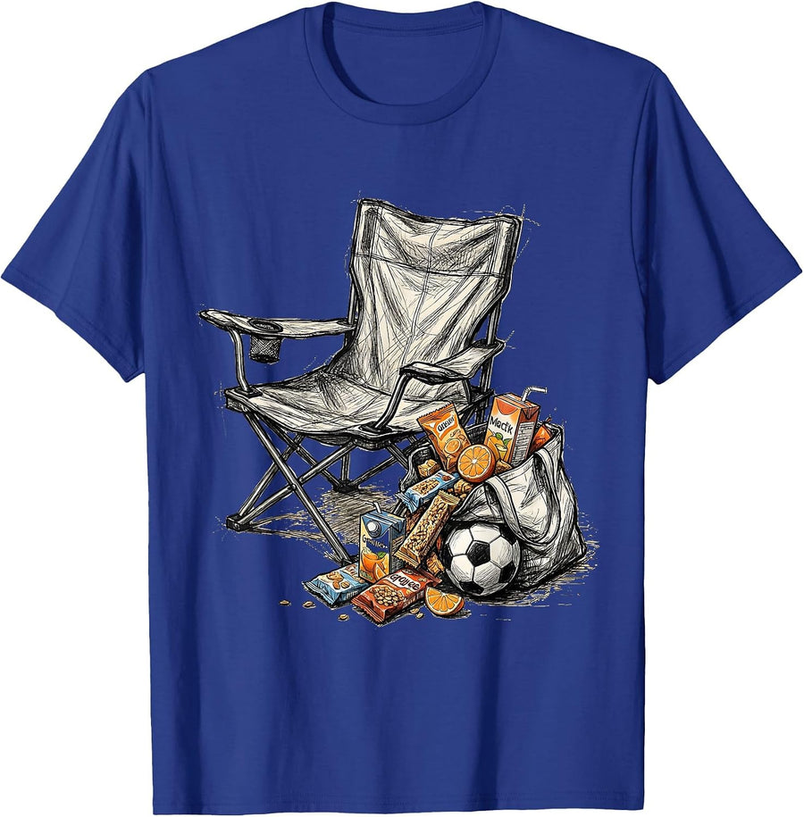 Soccer Dad Folding Chair Snack Bag Graphic T-Shirt - Royal Blue