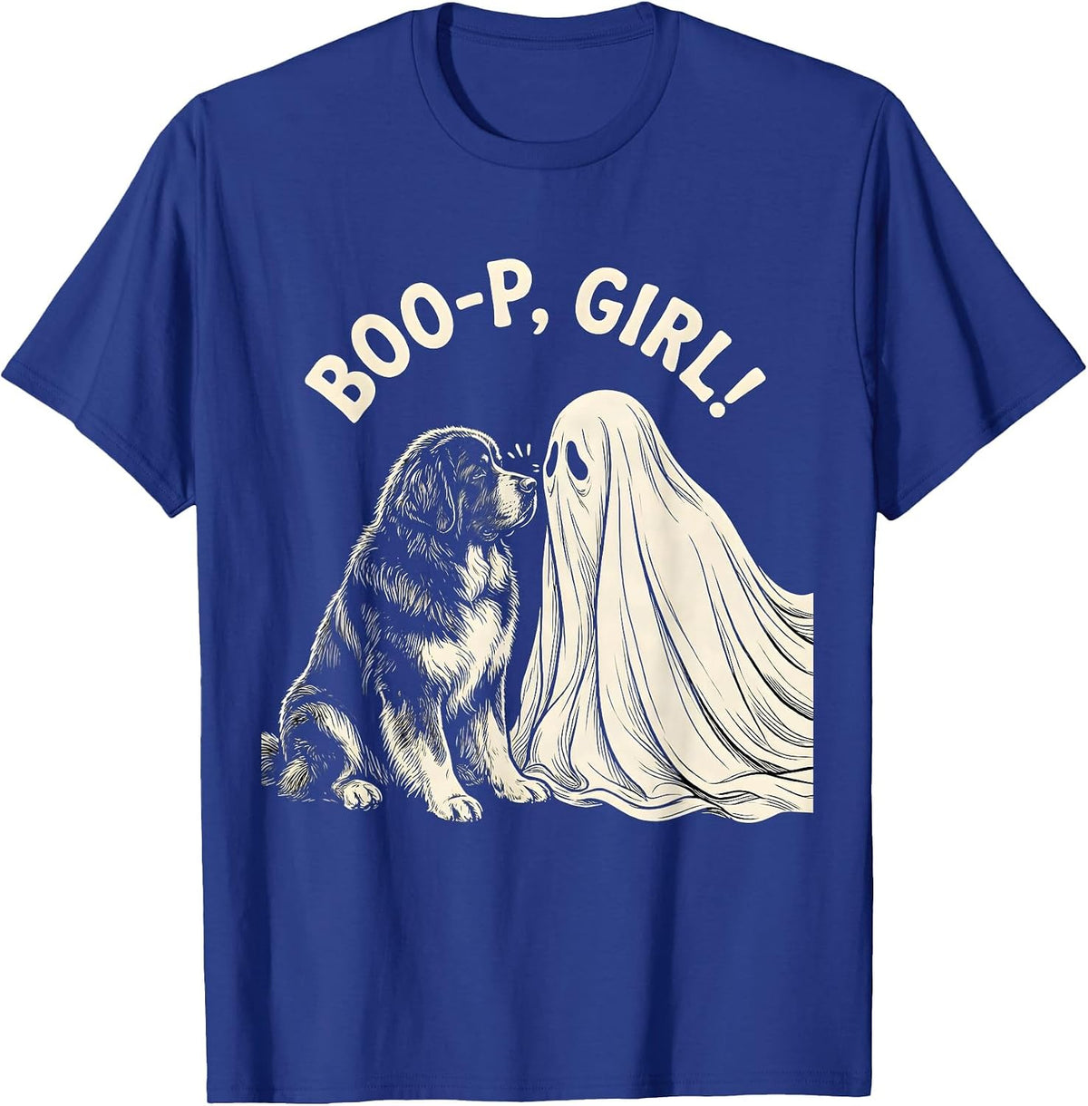 Men's Boo-p, girl! Cute Ghost Dog Mom Halloween Humor T-Shirt - Royal Blue