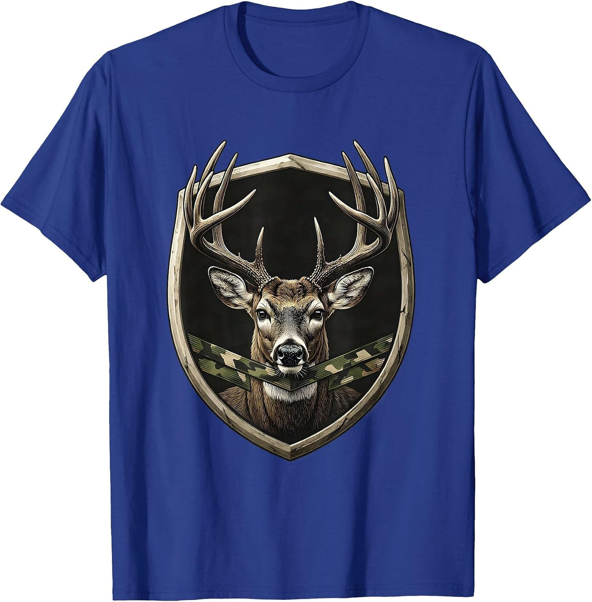 Men's Sealed Buck Shield Minimalist Deer Hunter Gift T-Shirt - Royal Blue