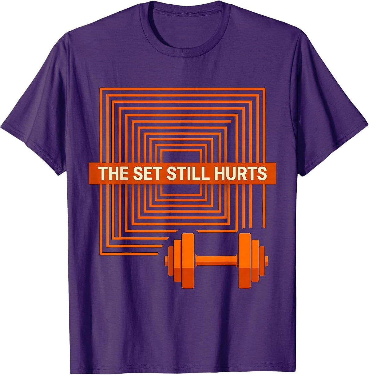 Men's The Set Still Hurts Funny Gym Workout Weightlifting Humor T-Shirt - Purple