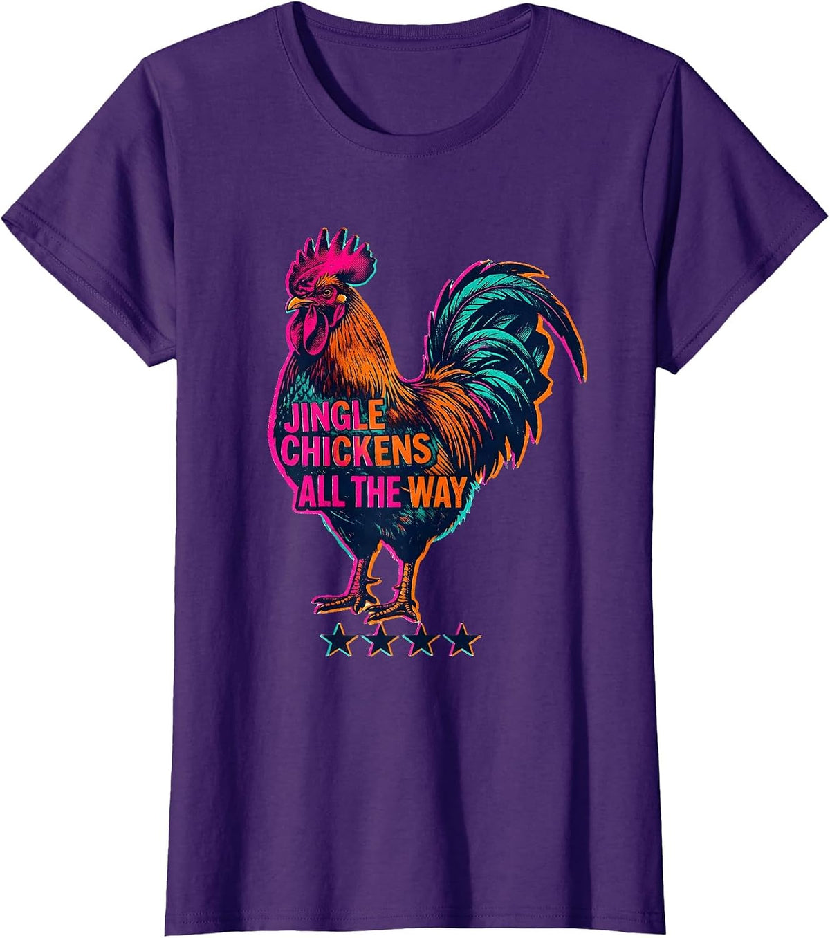Women's Jingle Chickens All The Way Funny Chicken Lover Christmas T-Shirt - Purple