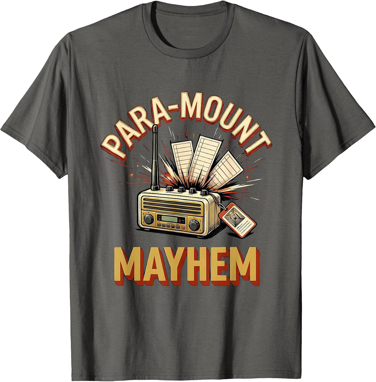 Para-Mount Mayhem Funny Paraprofessional Paraeducator T-Shirt, Men, Asphalt Grey, Small - As Pictured