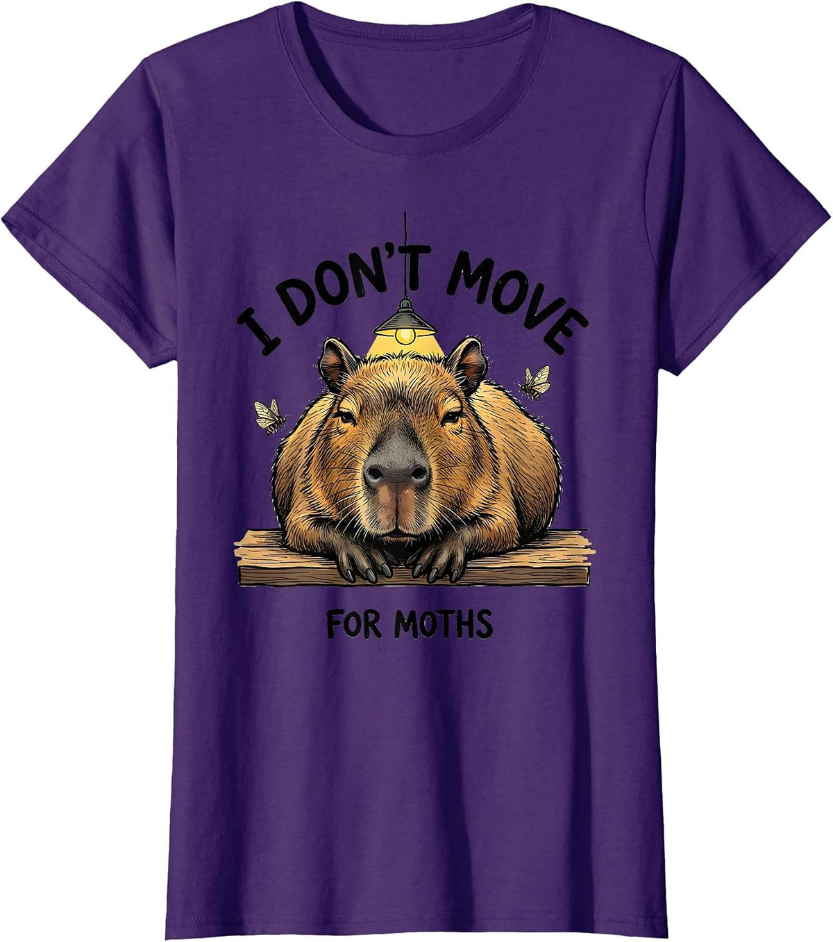 Women's i dont move for moths Funny Capybara Meme Animal Humor T-Shirt - Purple