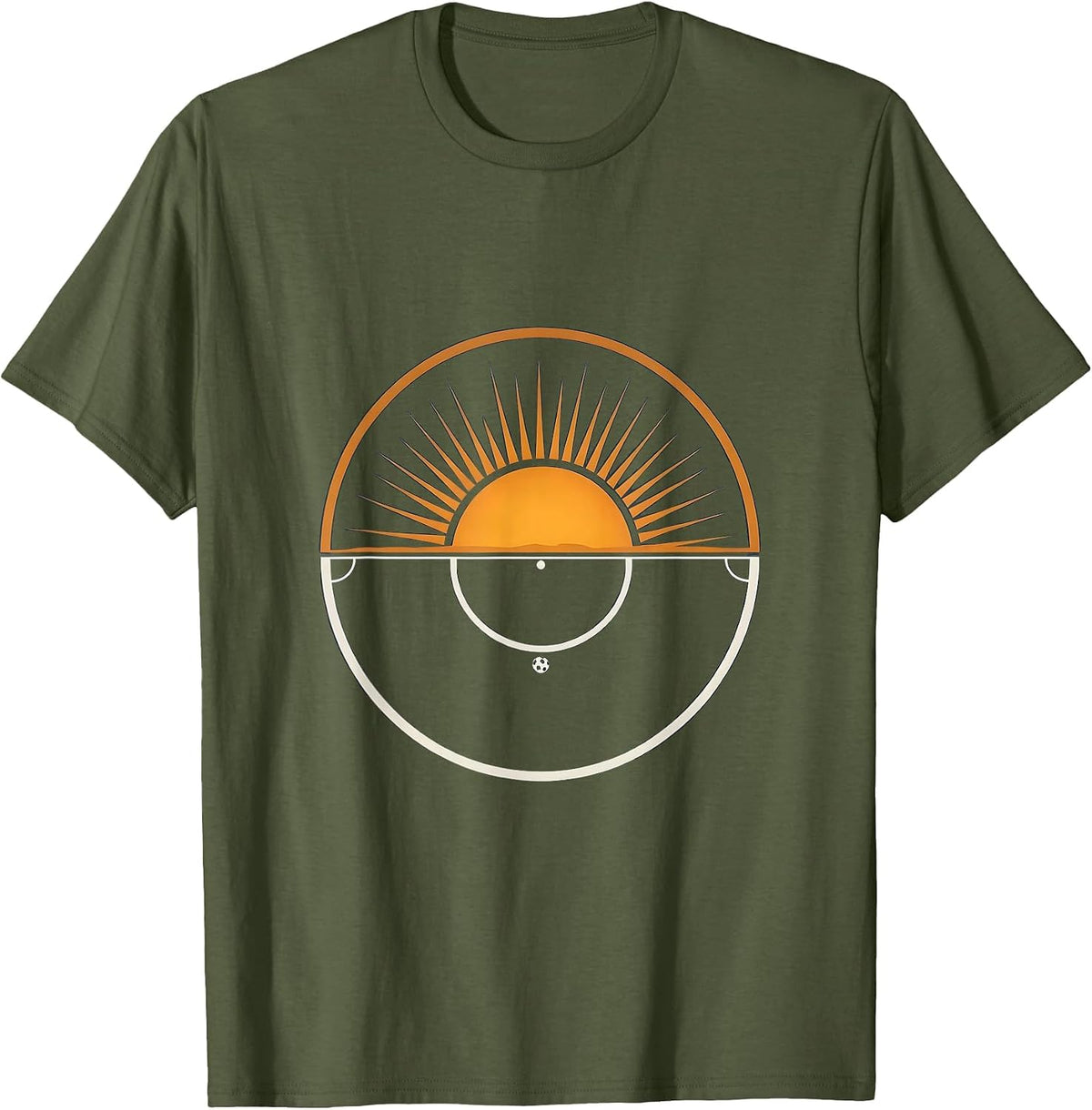 Soccer Dad Sunrise Over the Field Graphic T-Shirt - Olive Green