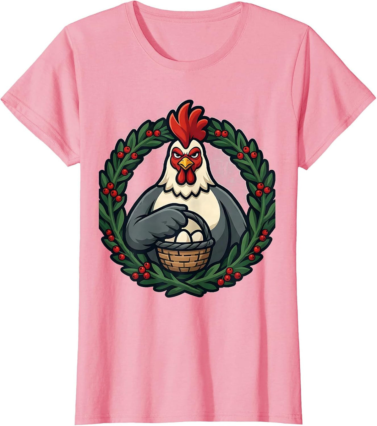 Women's Chicken Hen Christmas Farm Animal Lover Gift T-Shirt - Pink
