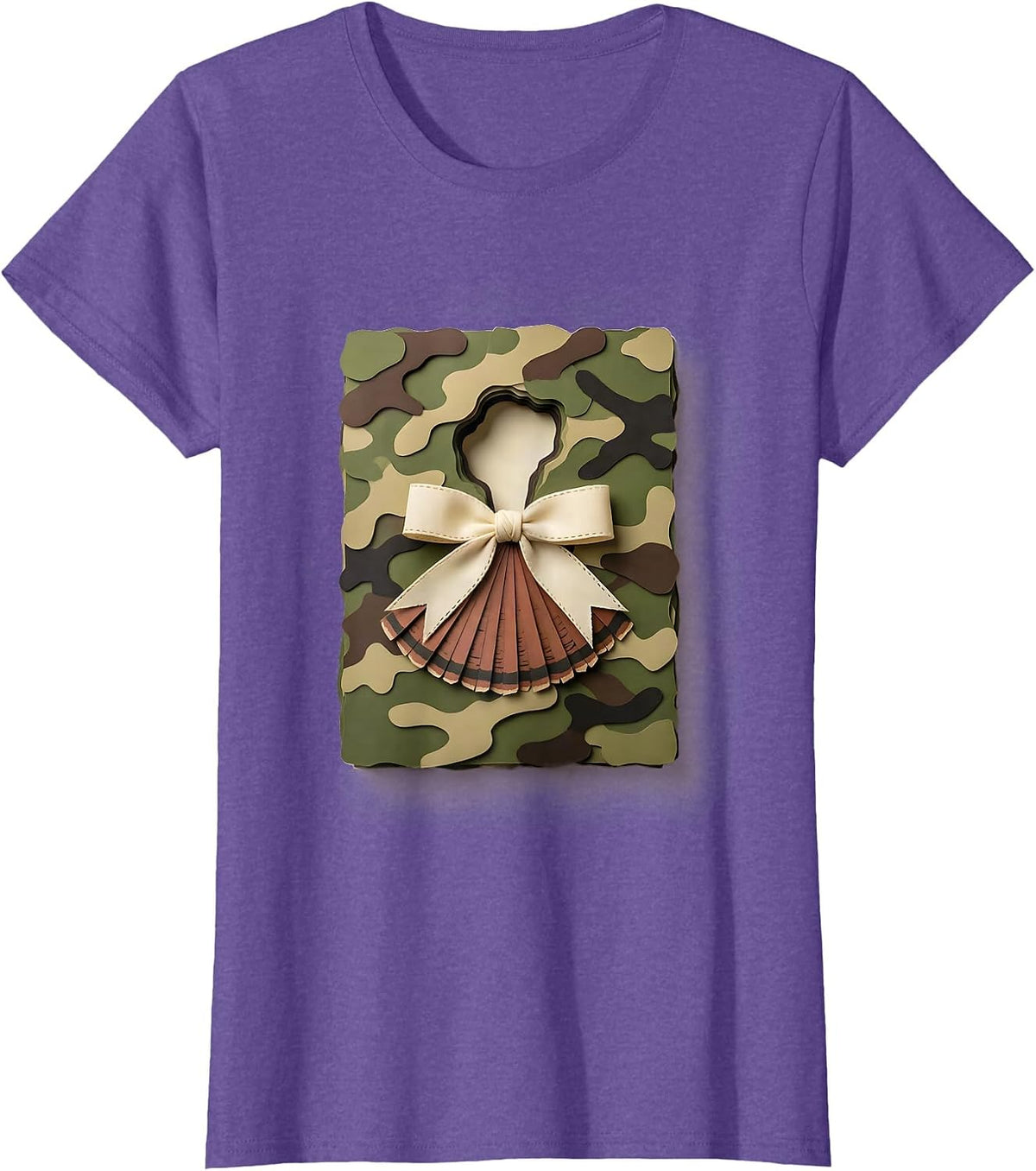 Camo Bow Hunting Ol Lady Outdoor Pride T-Shirt - Purple Heather