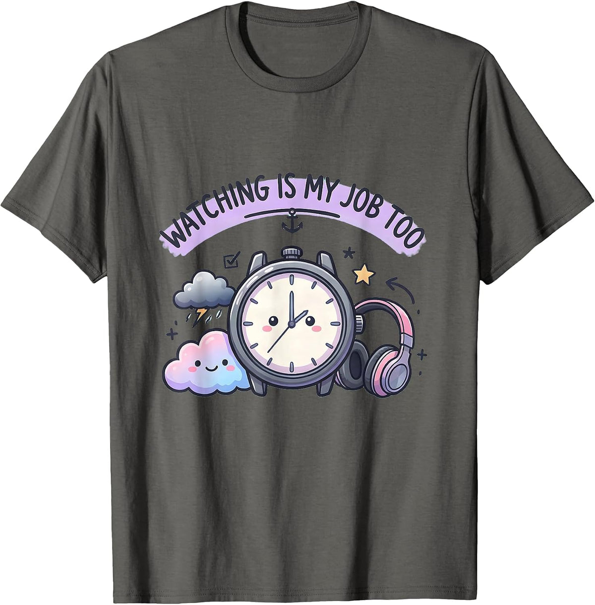 Men's Watching Is My Job Too Funny Paraprofessional Paraeducator T-Shirt - Asphalt Grey