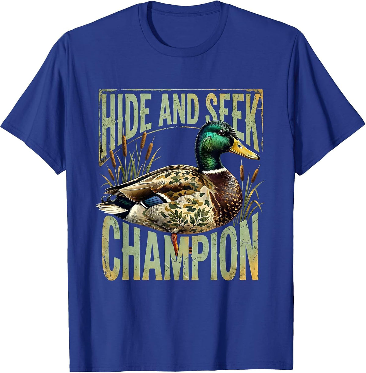 Men's Duck Camo Hide and Seek Champion Design T-Shirt - Royal Blue