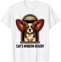 Men's Cav's Window Regent Cartoon Cavalier King Charles Spaniel T-Shirt - White