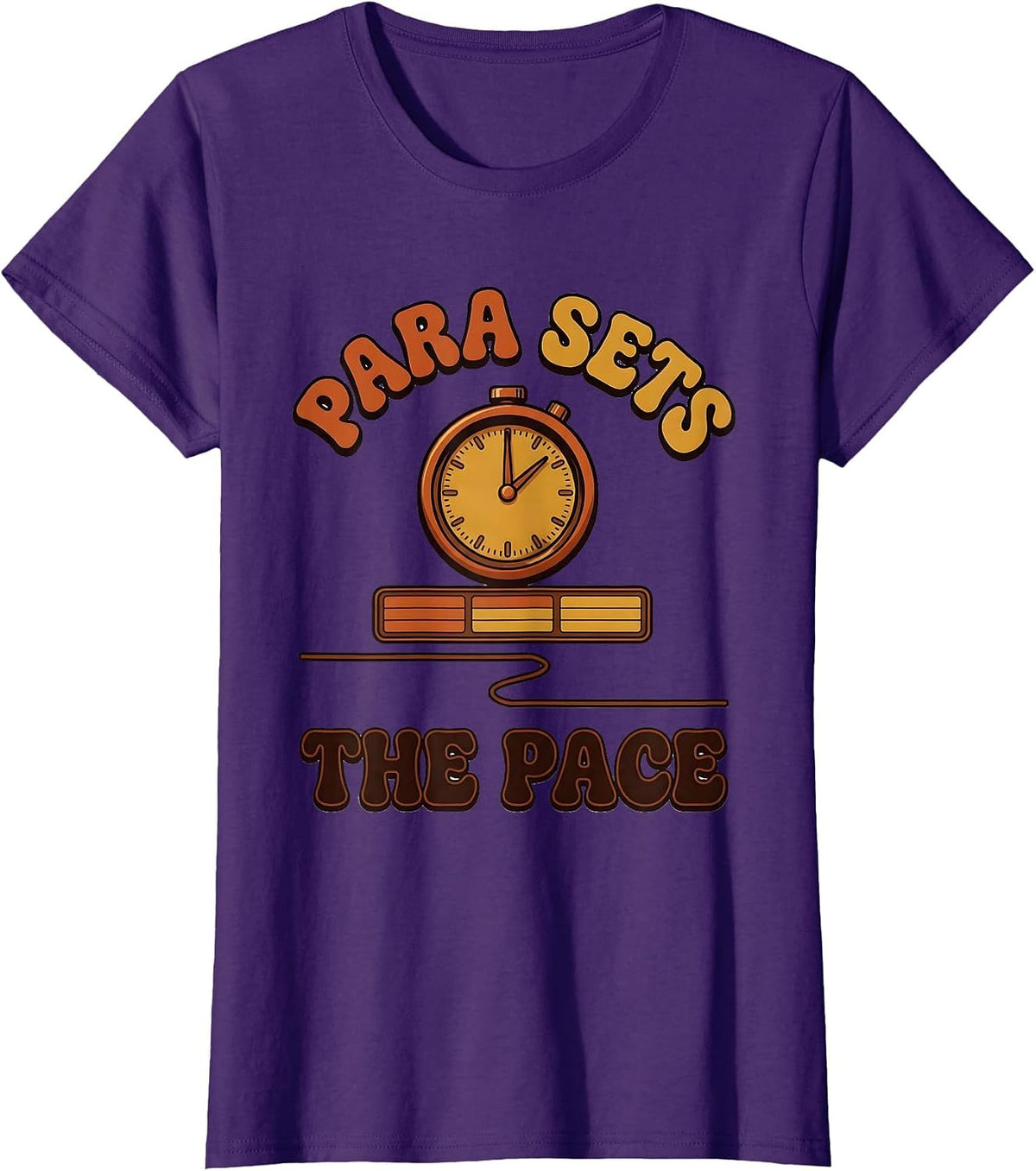Women's Para Sets The Pace Retro 70s Paraprofessional School Staff T-Shirt - Purple
