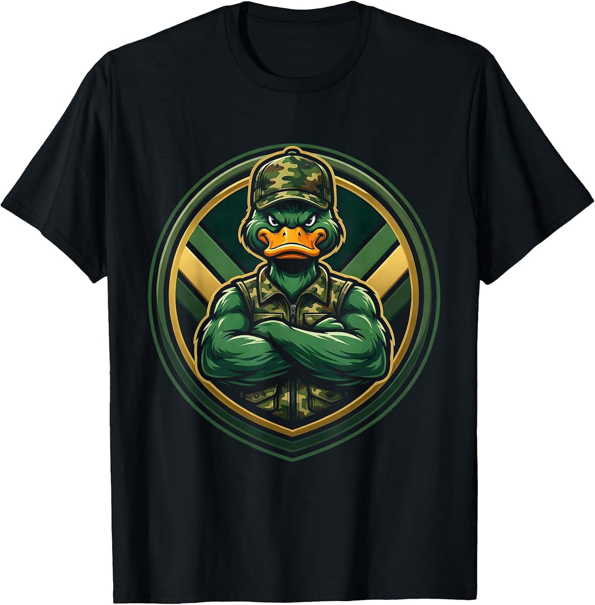 Men's Kids Camo Duck Hunting Illustration T-Shirt - Black
