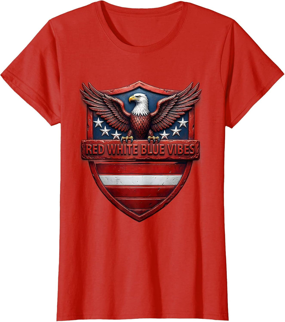 Red White and Blue Vibes Patriotic Design T-Shirt - Red