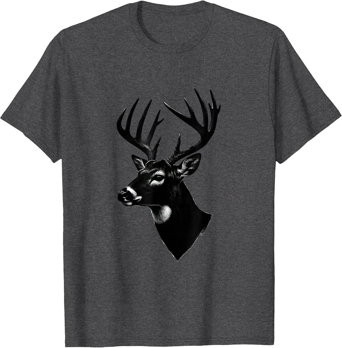 Whitetail Buck Minimalist Hunting Dad Gift T-Shirt - Dark Heather Grey