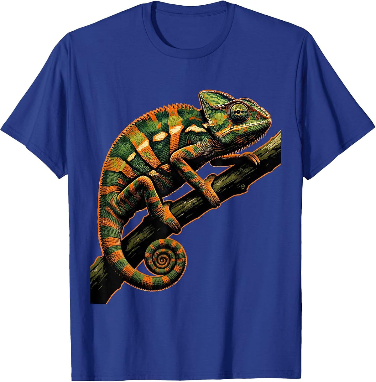 Men's Camo Chameleon on Branch Color Shift Art T-Shirt - Royal Blue