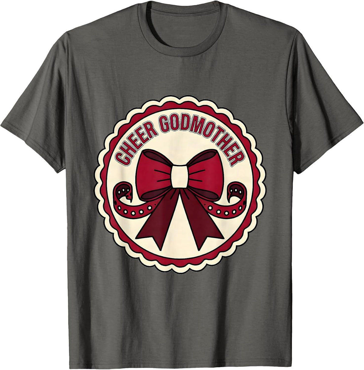 Men's Cheer Godmother Coquette Bow Sport Cheerleader Cheer Mom T-Shirt - Asphalt Grey