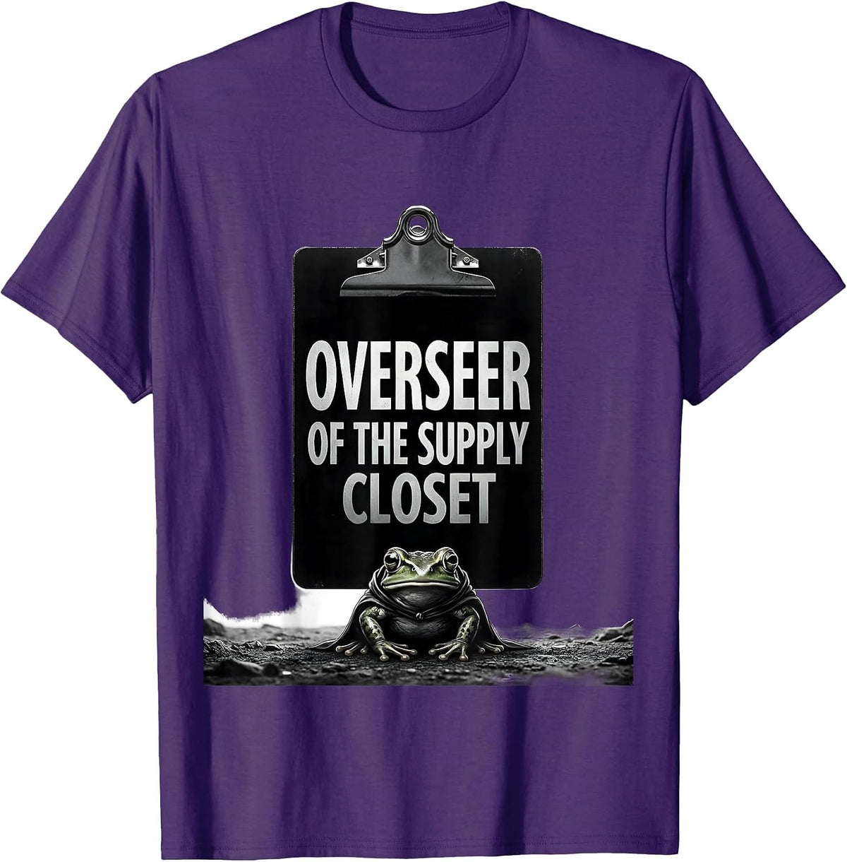 Overseer of the Supply Closet Funny Teacher Frog Back T-Shirt - Purple