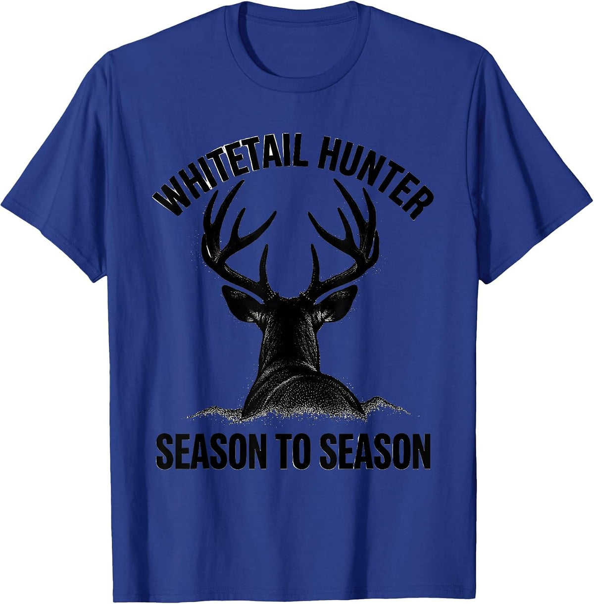 Whitetail Hunter, Season To Season Blackwork Dotwork Hunting T-Shirt - Royal Blue