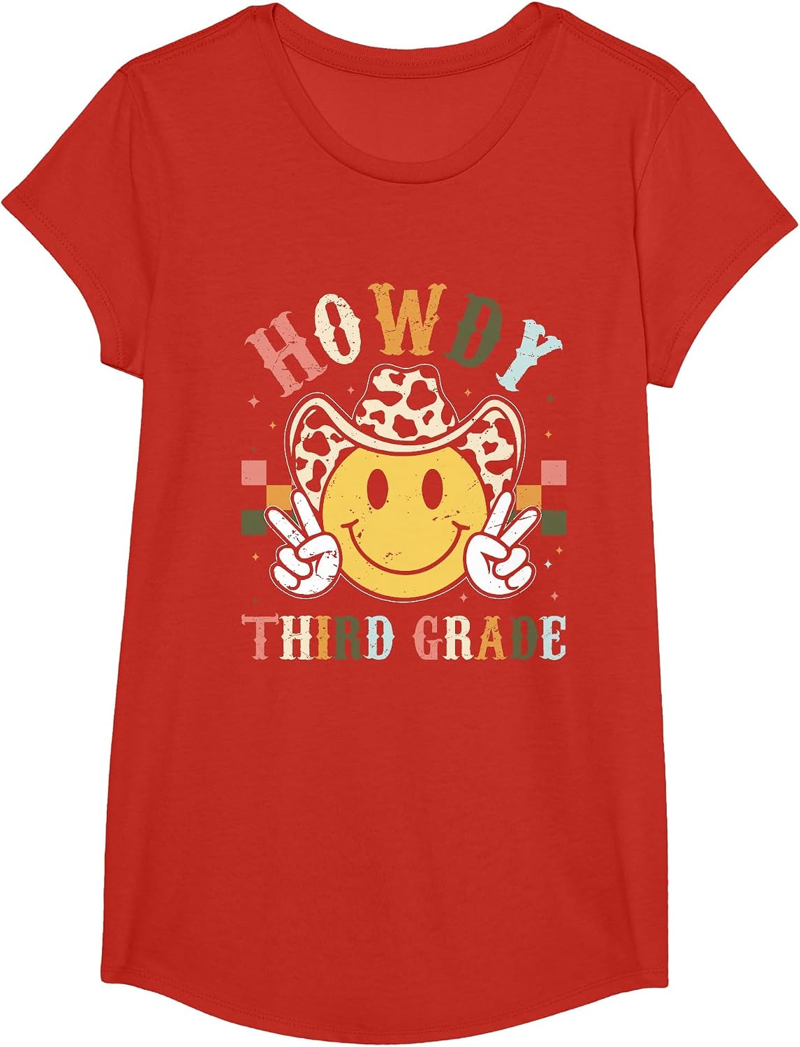 3rd Grade Teacher Rodeo Country Western Howdy Third Grade T-Shirt - Girls Red