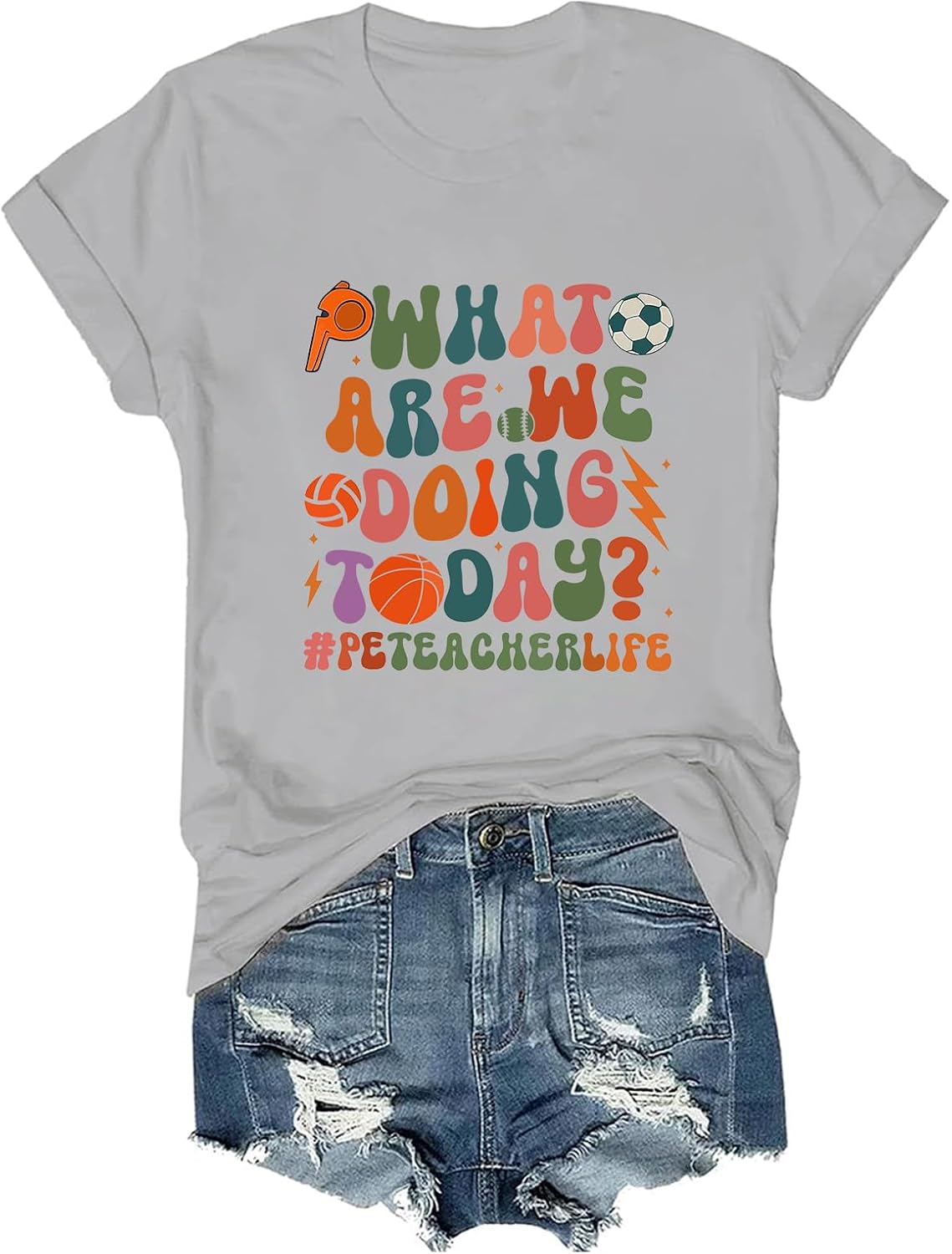 Retro PE Teacher What are We Doing Today Shirt Funny PE Teacher Tee - Grey