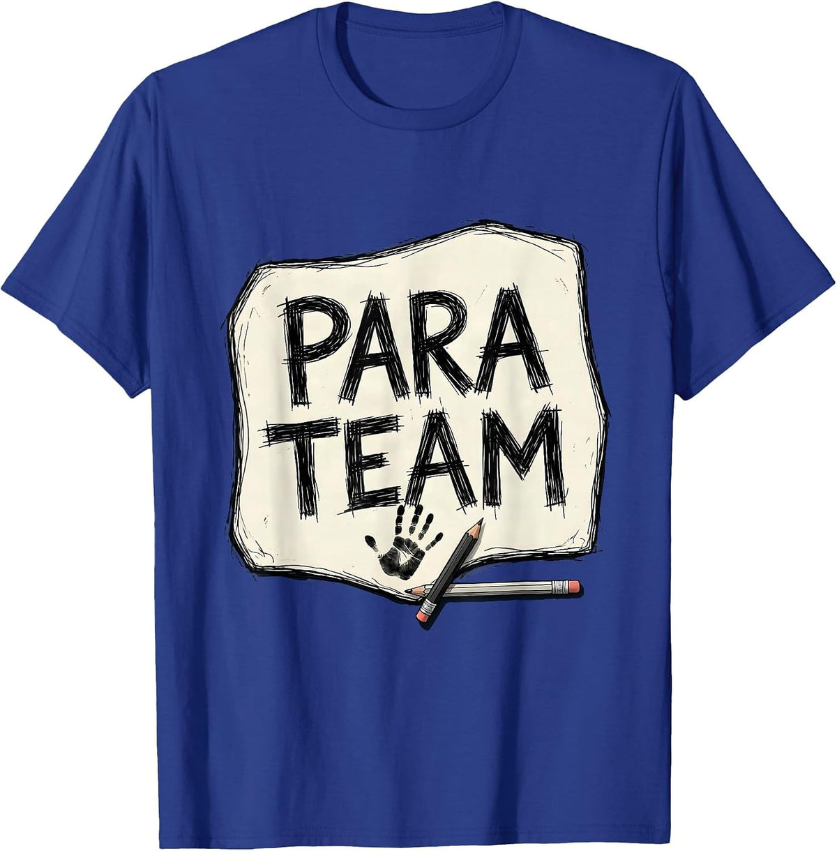 Men's Para Team Hand-Sketched Teacher Appreciation Back To School T-Shirt - Royal Blue