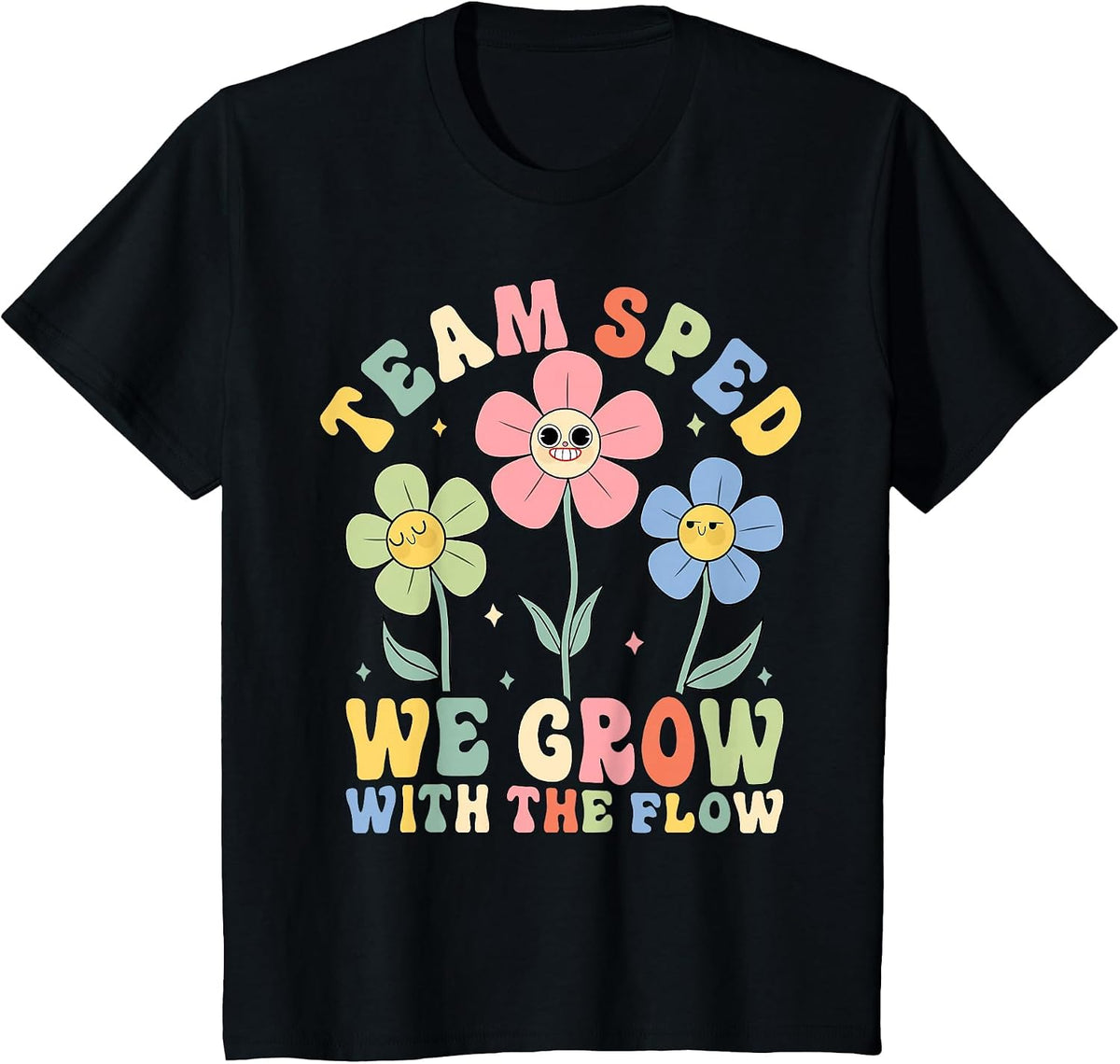 Team SPED We Grow with The Flow Special Education T-Shirt - Black