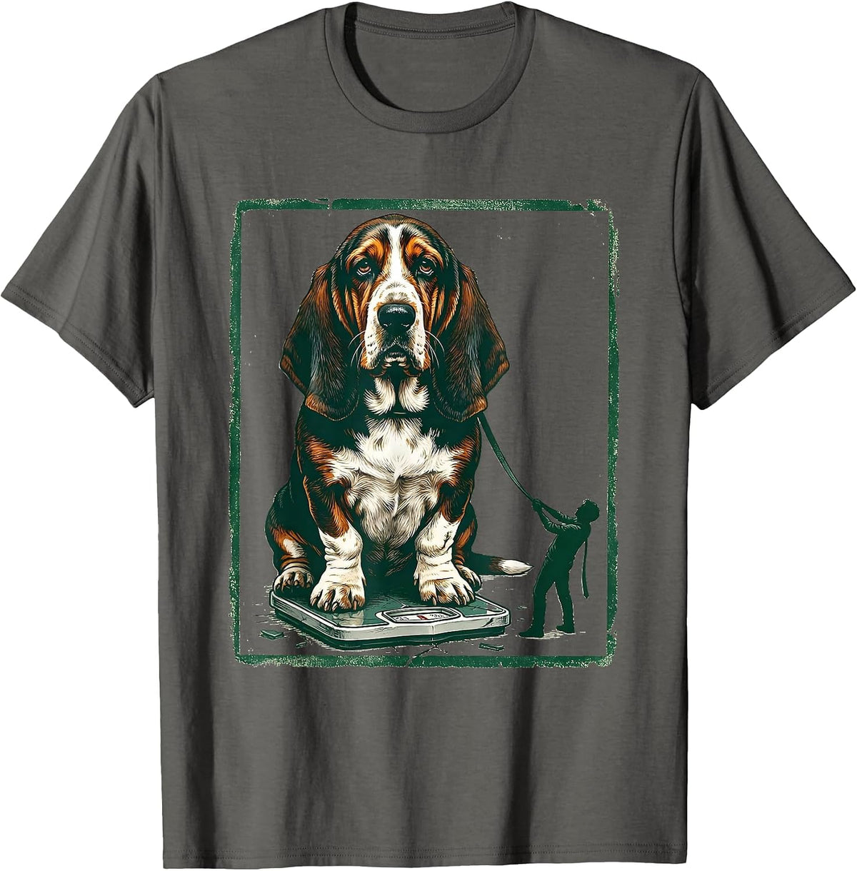 Men's Basset Hound Rubber Stamp Funny Dog Lover Gift T-Shirt - Asphalt Grey