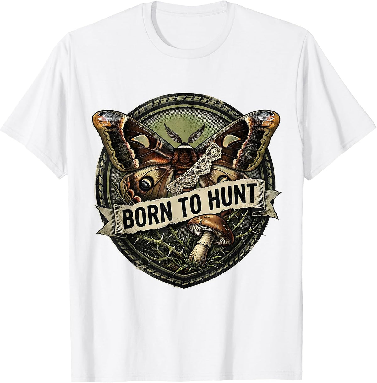Men's Born to Hunt Camo Hunting Design T-Shirt - White