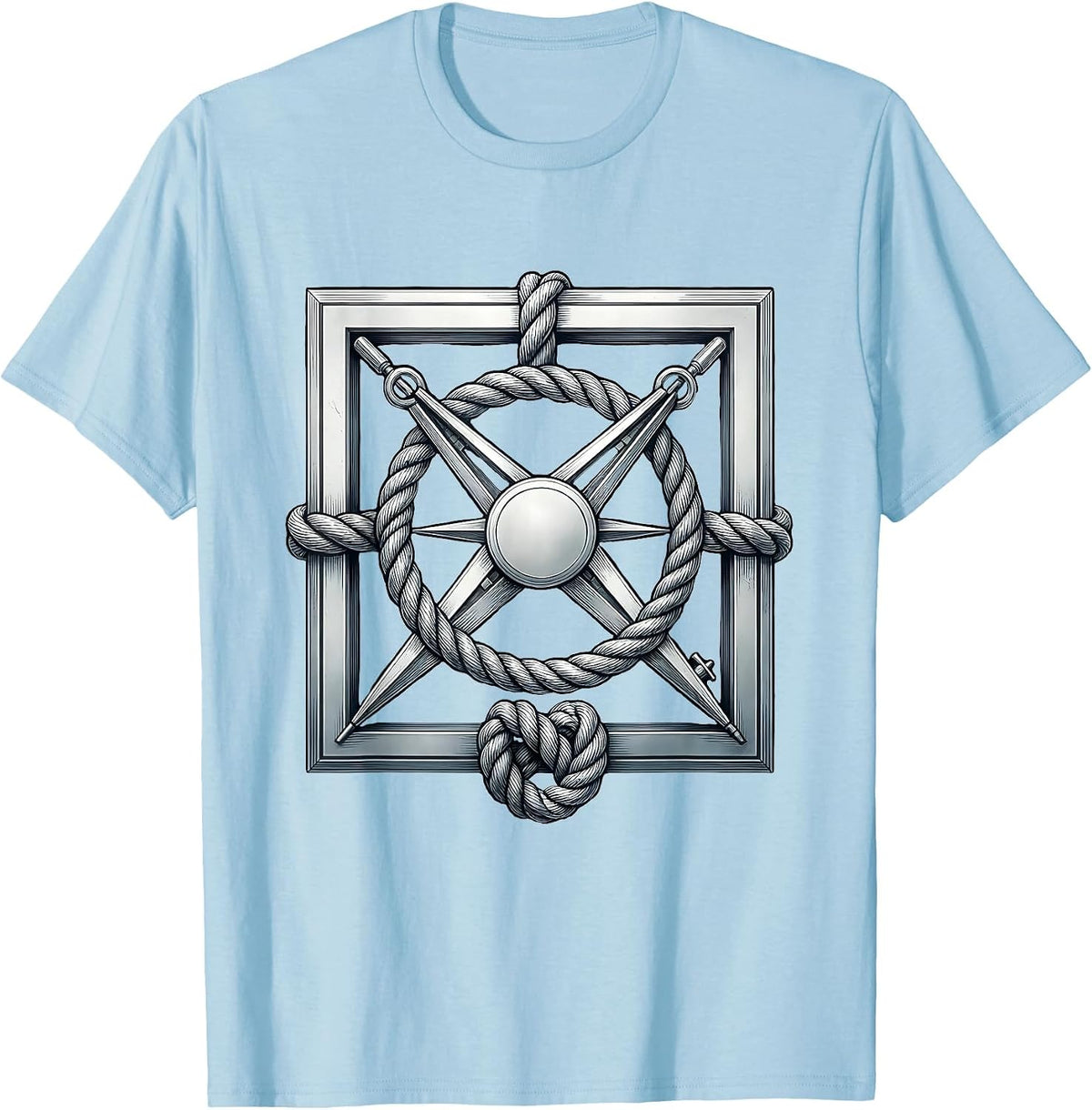 Men's Square And Compass Masonic Brotherhood Pride Freemason T-Shirt - Baby Blue