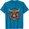 Highland Cow Rubber Stamp Funny Animal Lover T-Shirt - Sapphire Blue