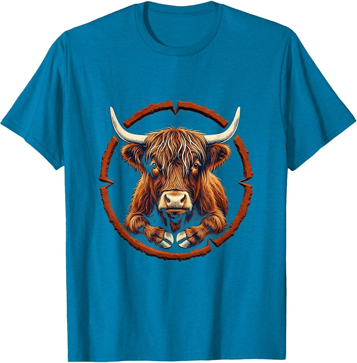 Highland Cow Rubber Stamp Funny Animal Lover T-Shirt - Sapphire Blue