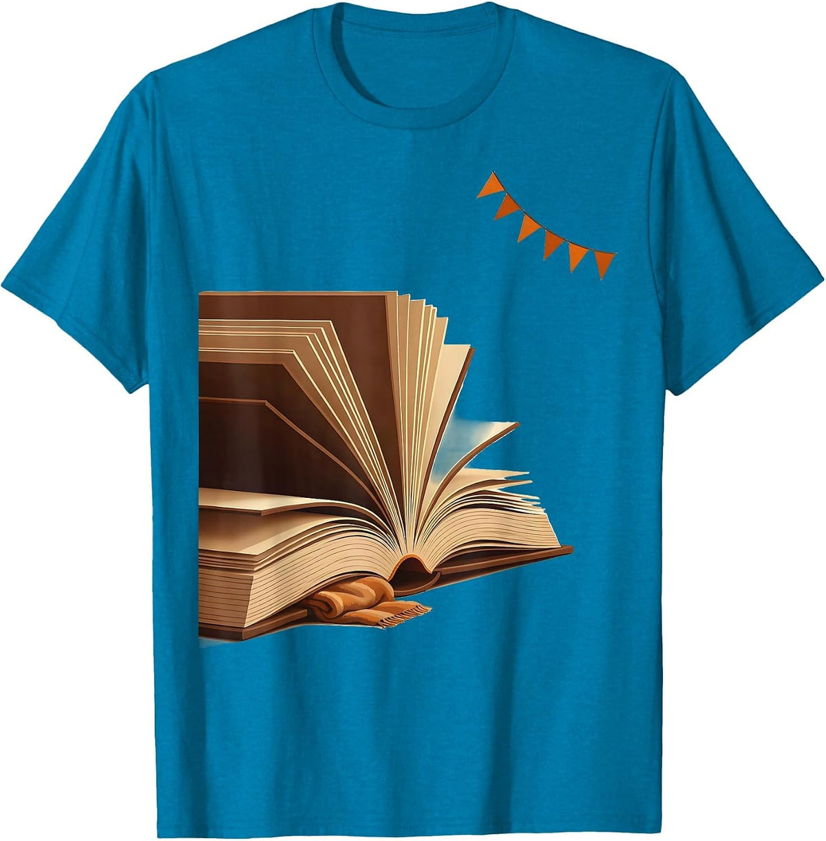 Open Book Fall Reading Teacher Bookworm Cozy Humor T-Shirt - Sapphire Blue