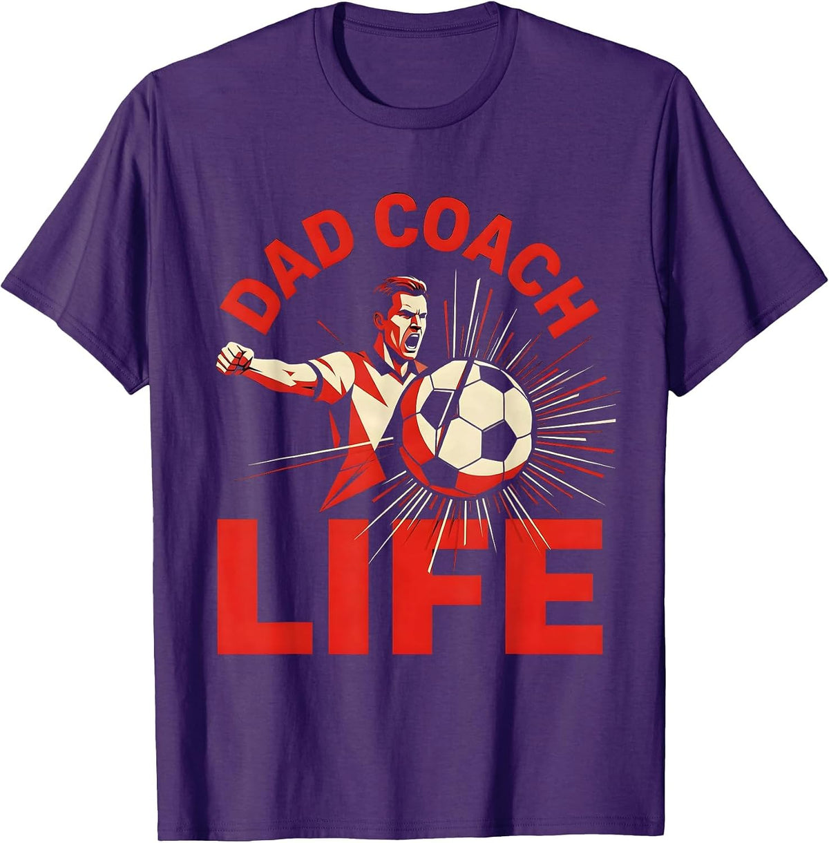 Men's Dad Coach Life Soccer Graphic Design T-Shirt - Purple