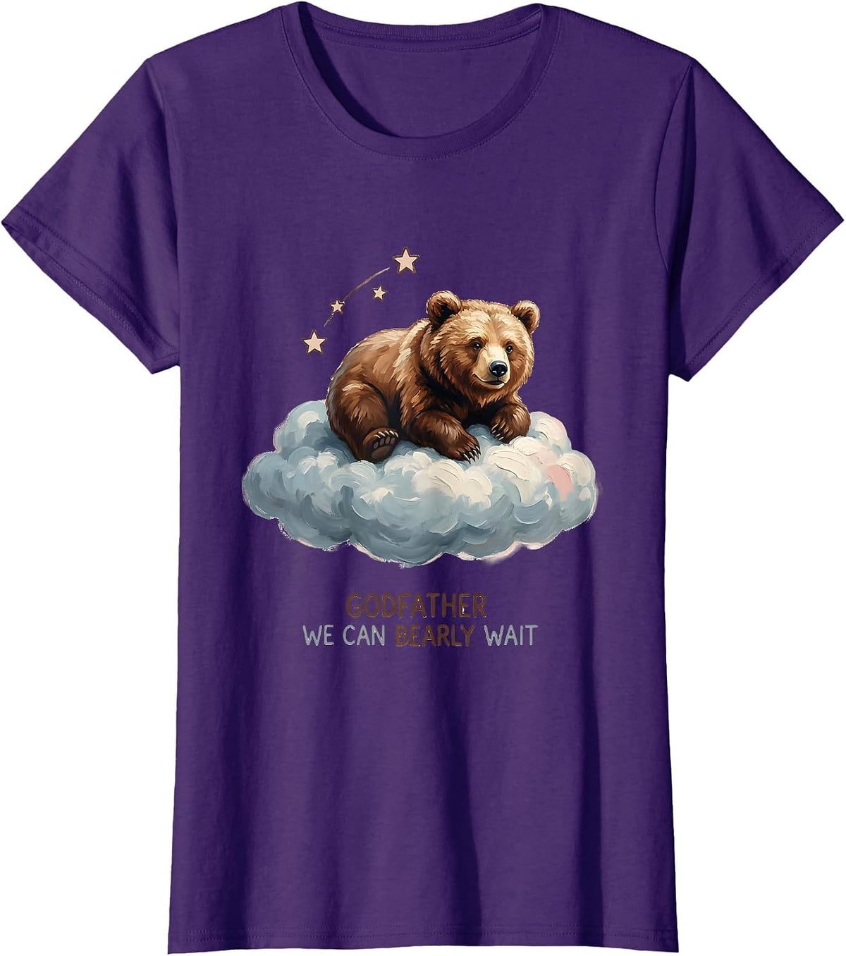 Women's Godfather, We Can Bearly Wait Bear Family Matching Baby T-Shirt - Purple