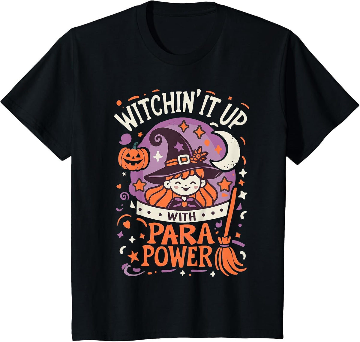 Halloween Team Paraprofessional School Men Women Spooky Fun T-Shirt - Black