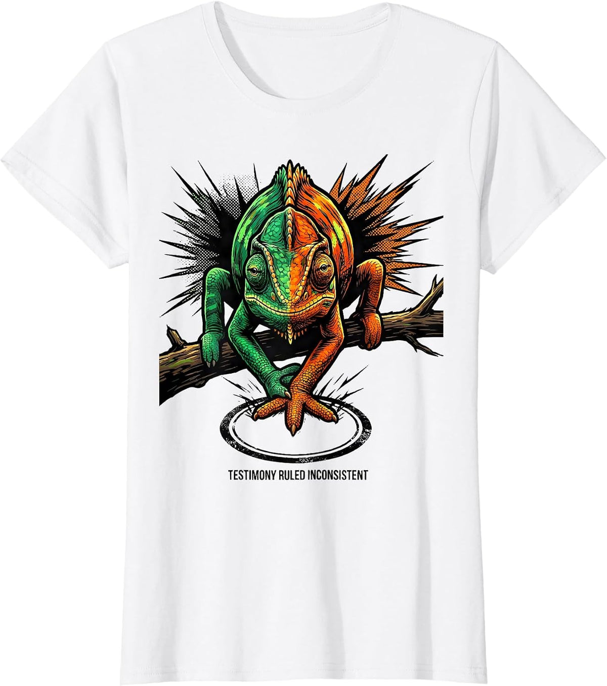 Testimony Ruled Inconsistent Comic Chameleon Absurdist Meme T-Shirt - White