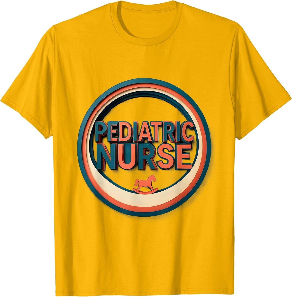 Men's Pediatric Nurse Cute Animal Paper Cutout NICU PICU Nurse T-Shirt - Golden Yellow