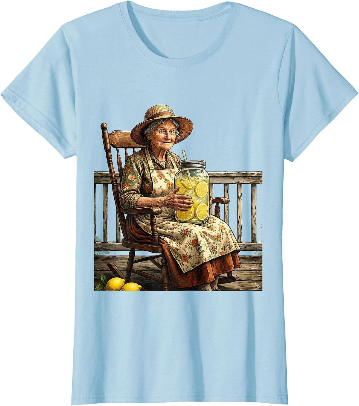 Women's Nana Lemonade Mason Jar Graphic Tee T-Shirt - Baby Blue