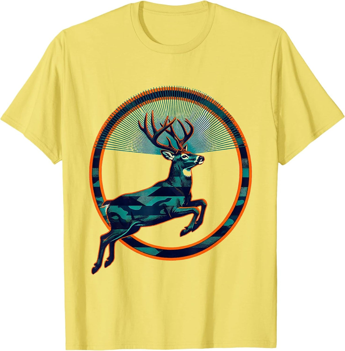 Men's Sealed Whitetail Buck Hunting Dad Camo Flag Pride T-Shirt - Lemon Yellow