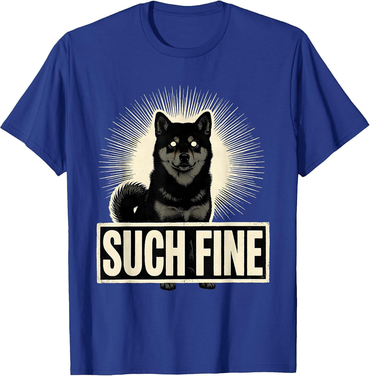 Men's Such Fine Cute Kawaii Puppy Shiba Inu Meme Dog Lover Humor T-Shirt - Royal Blue