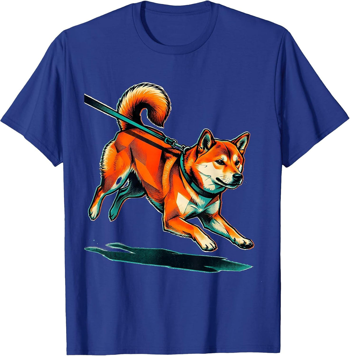 Men's Shiba Inu Zoomie Risograph Dog Lover Gift T-Shirt - Royal Blue