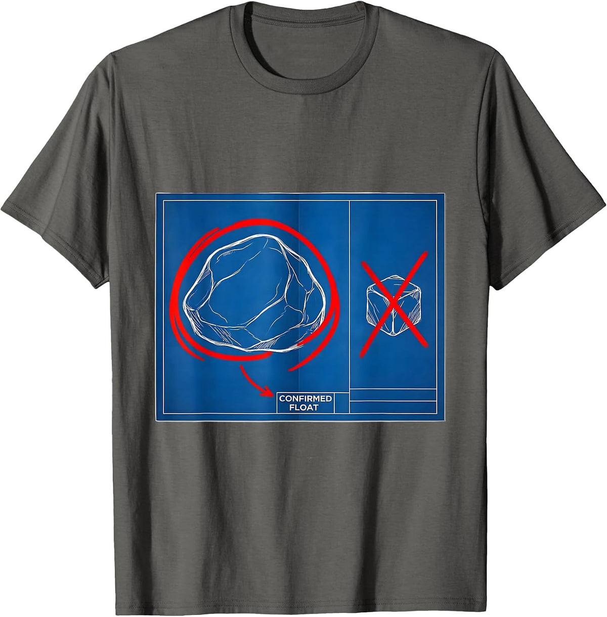 Men's Confirmed Float Technical Blueprint Rock Collector Geology T-Shirt - Asphalt Grey
