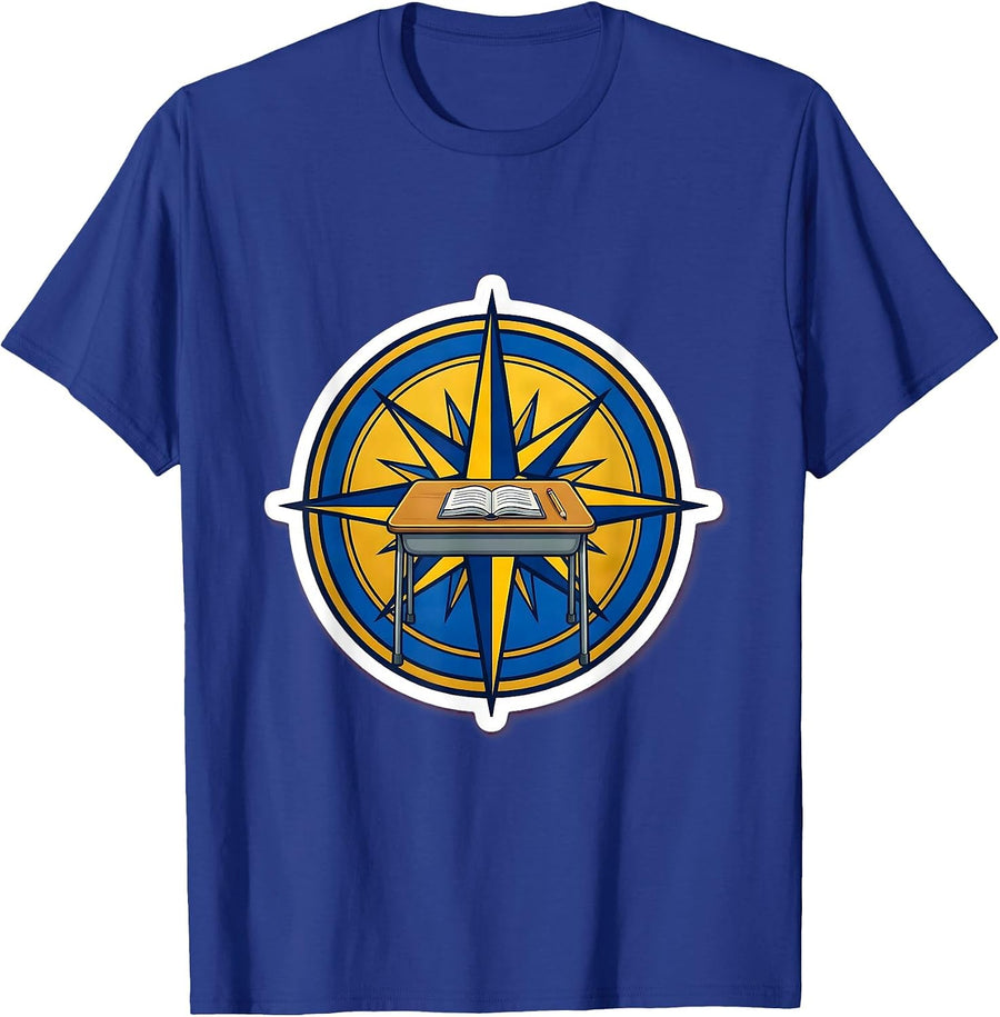 Special Education Teacher Compass Rose Desk Design T-Shirt - Royal Blue