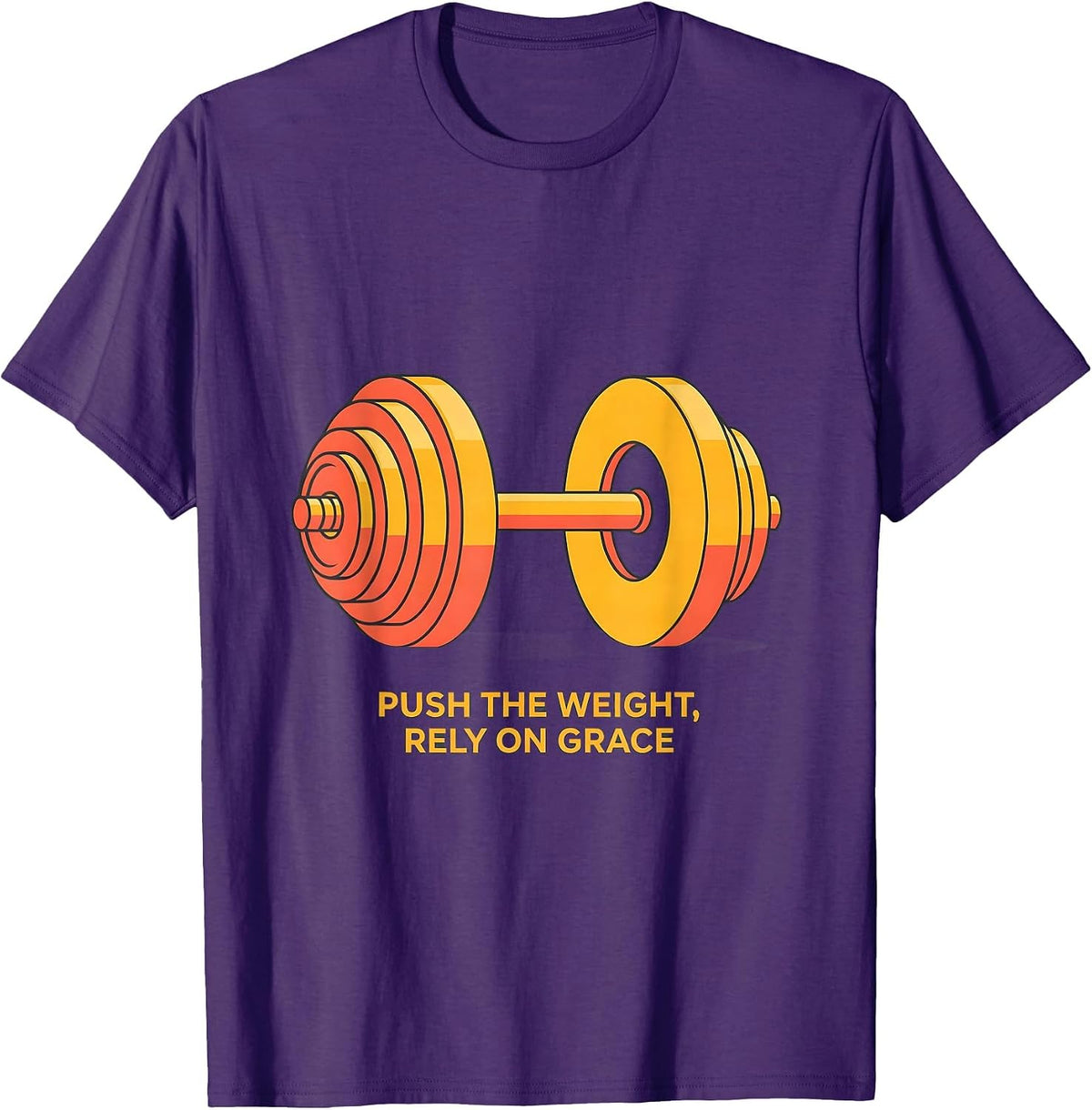 Push The Weight Rely On Grace Funny Christian Gym T-Shirt - Purple